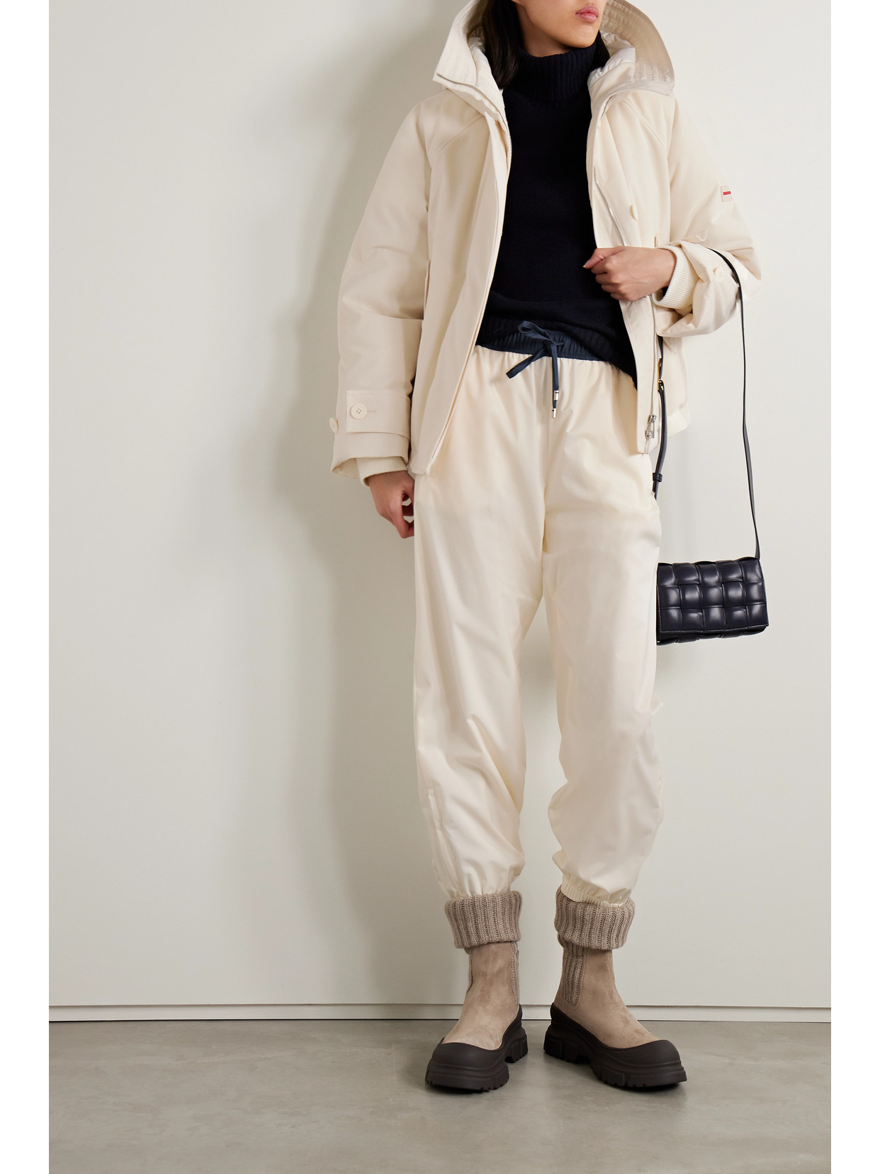 Loro Piana Keelan Two-tone Padded Twill Track Pants In Off-white