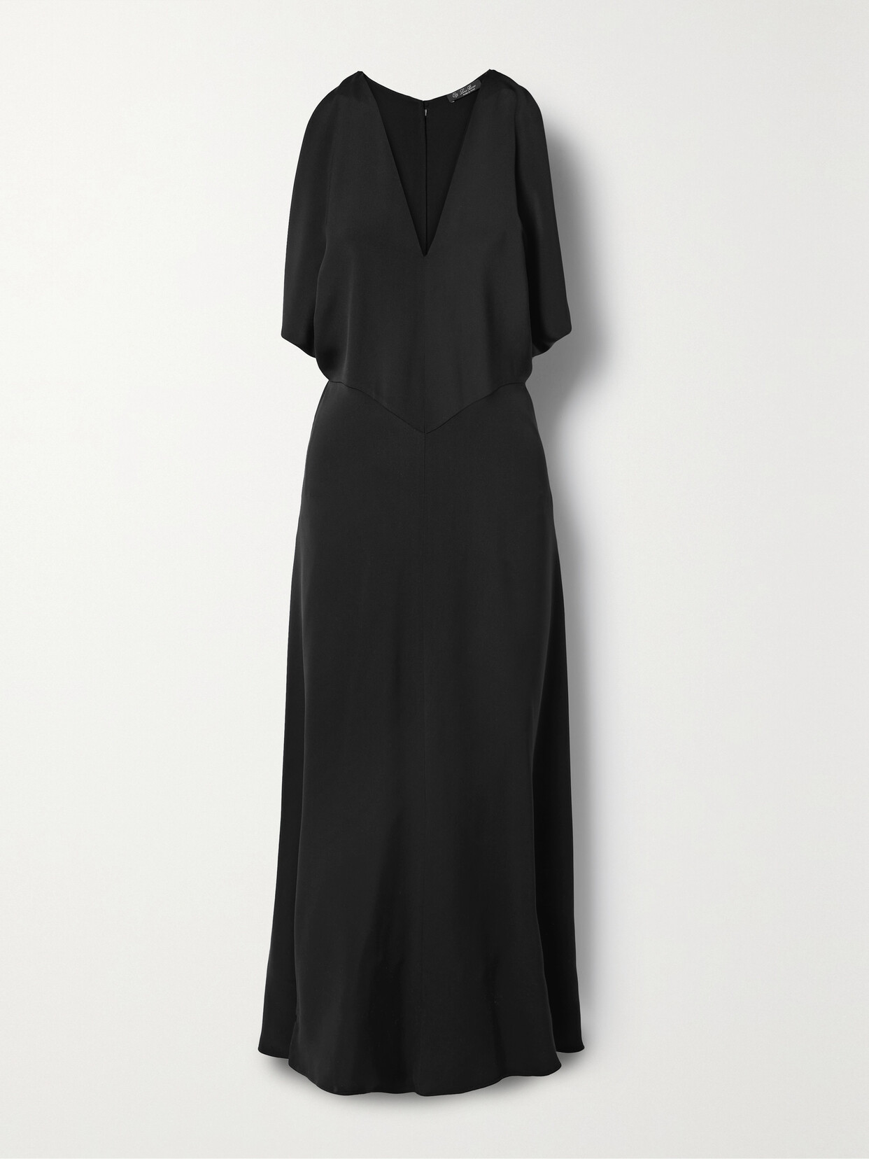 Loro Piana Milena Draped Silk Midi Dress In Black