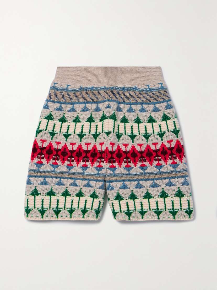 Loro Piana Holiday Noel Jacquard-knit Cashmere Shorts