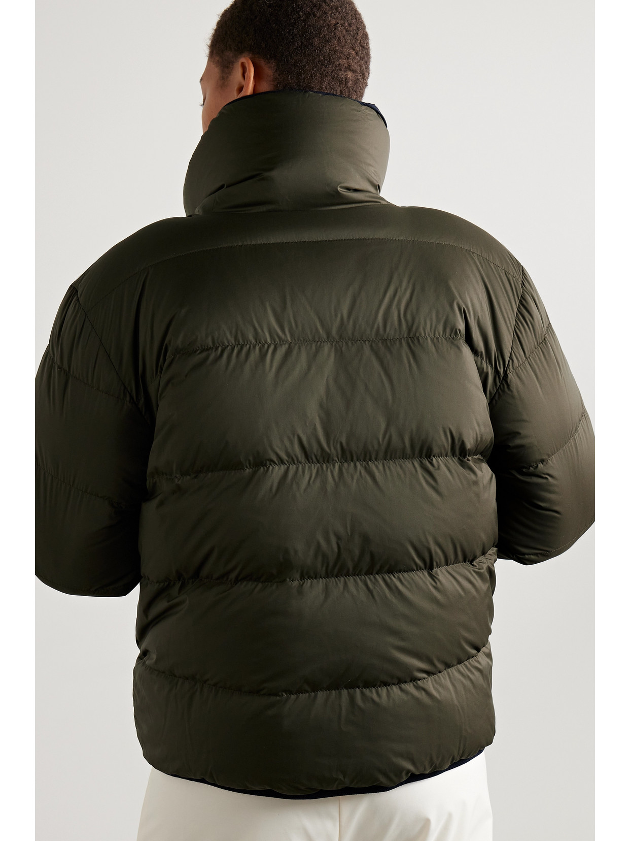 Loro Piana Mitty Reversible Two-tone Quilted Shell Down Jacket In Green