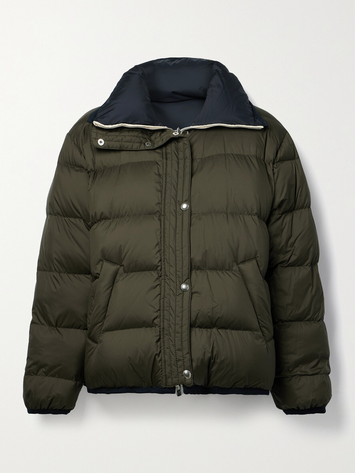 Loro Piana Mitty Reversible Two-tone Quilted Shell Down Jacket In Green