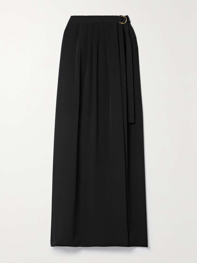 Loro Piana Athina Pleated Silk-cady Maxi Wrap Skirt