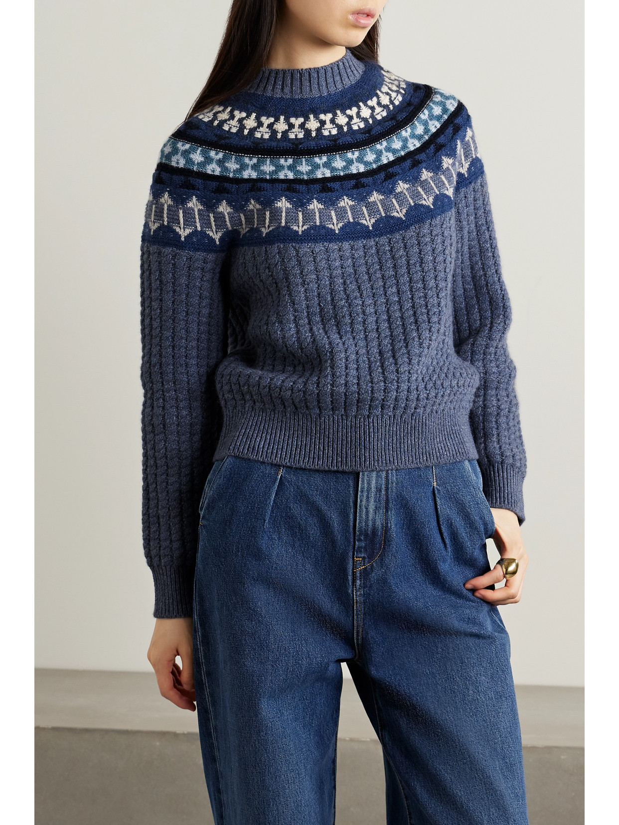 Shop Loro Piana Noel Fair Isle Cable-knit Cashmere Sweater In Multi