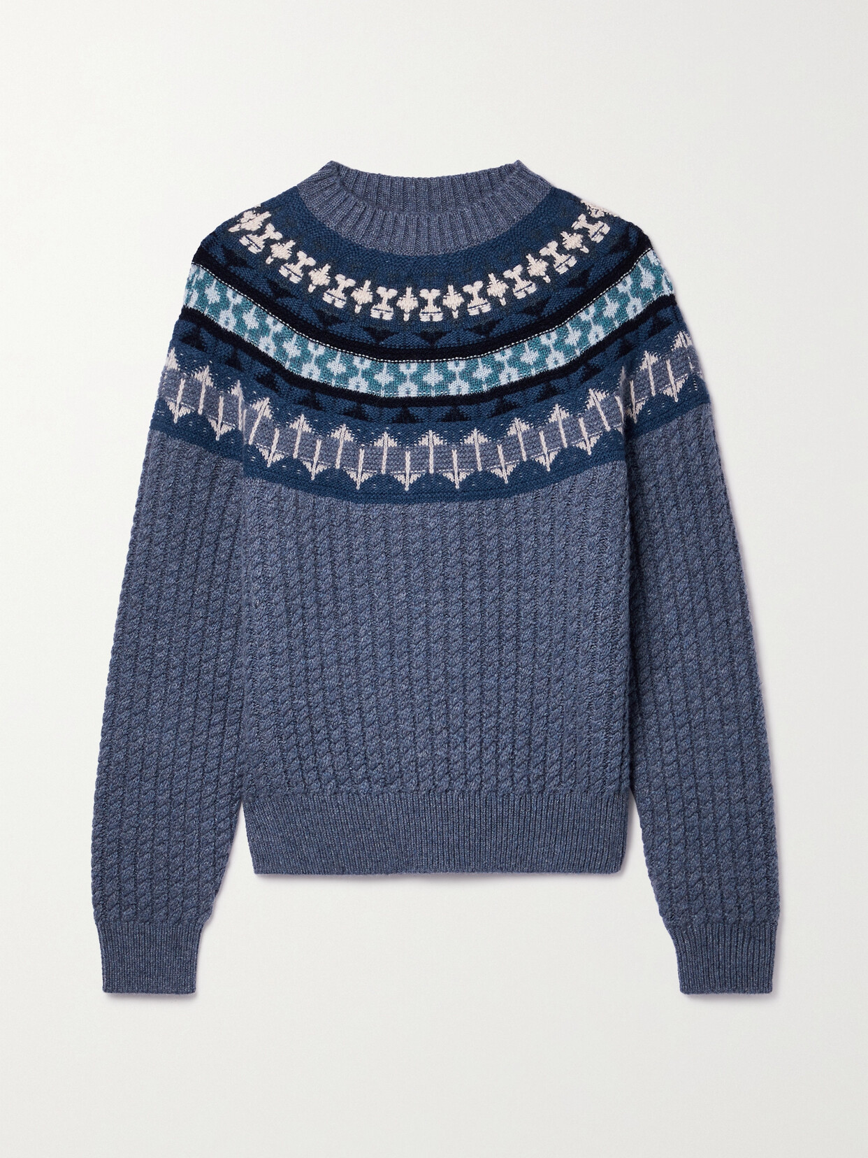 Shop Loro Piana Noel Fair Isle Cable-knit Cashmere Sweater In Multi