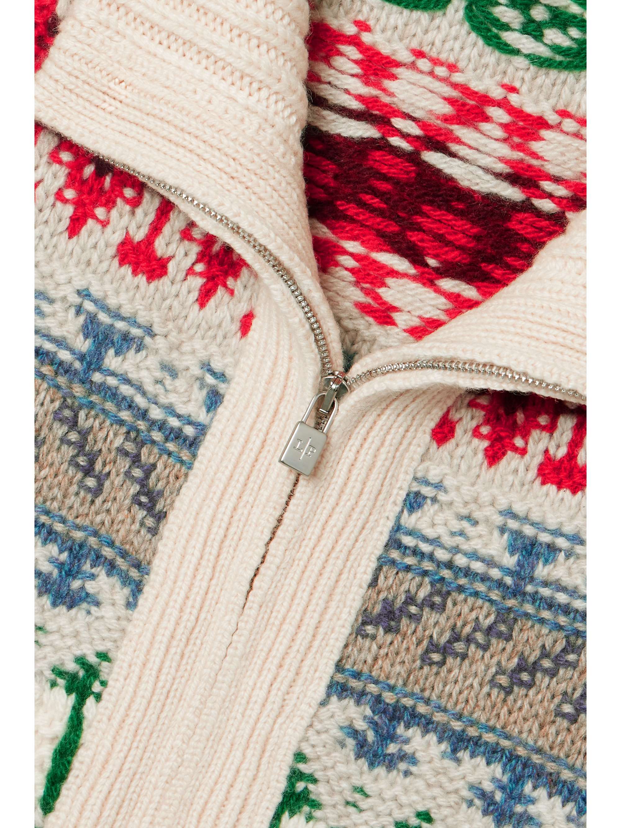 Loro Piana Holiday Noel jacquard-knit cashmere cardigan thumbnail