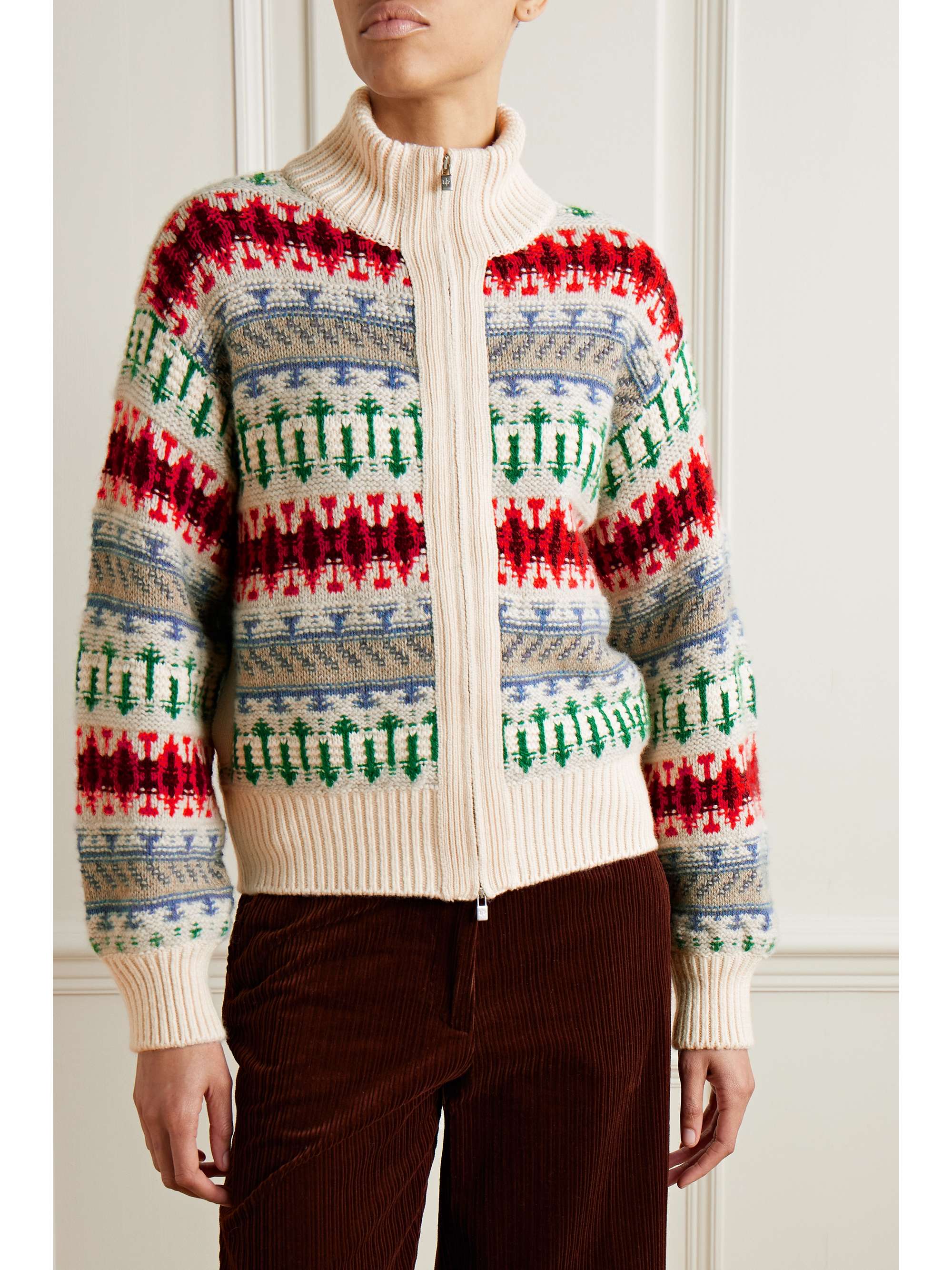 LORO PIANA Holiday Noel jacquard-knit cashmere cardigan LORO PIANA Holiday Noel jacquard-knit cashmere cardigan
