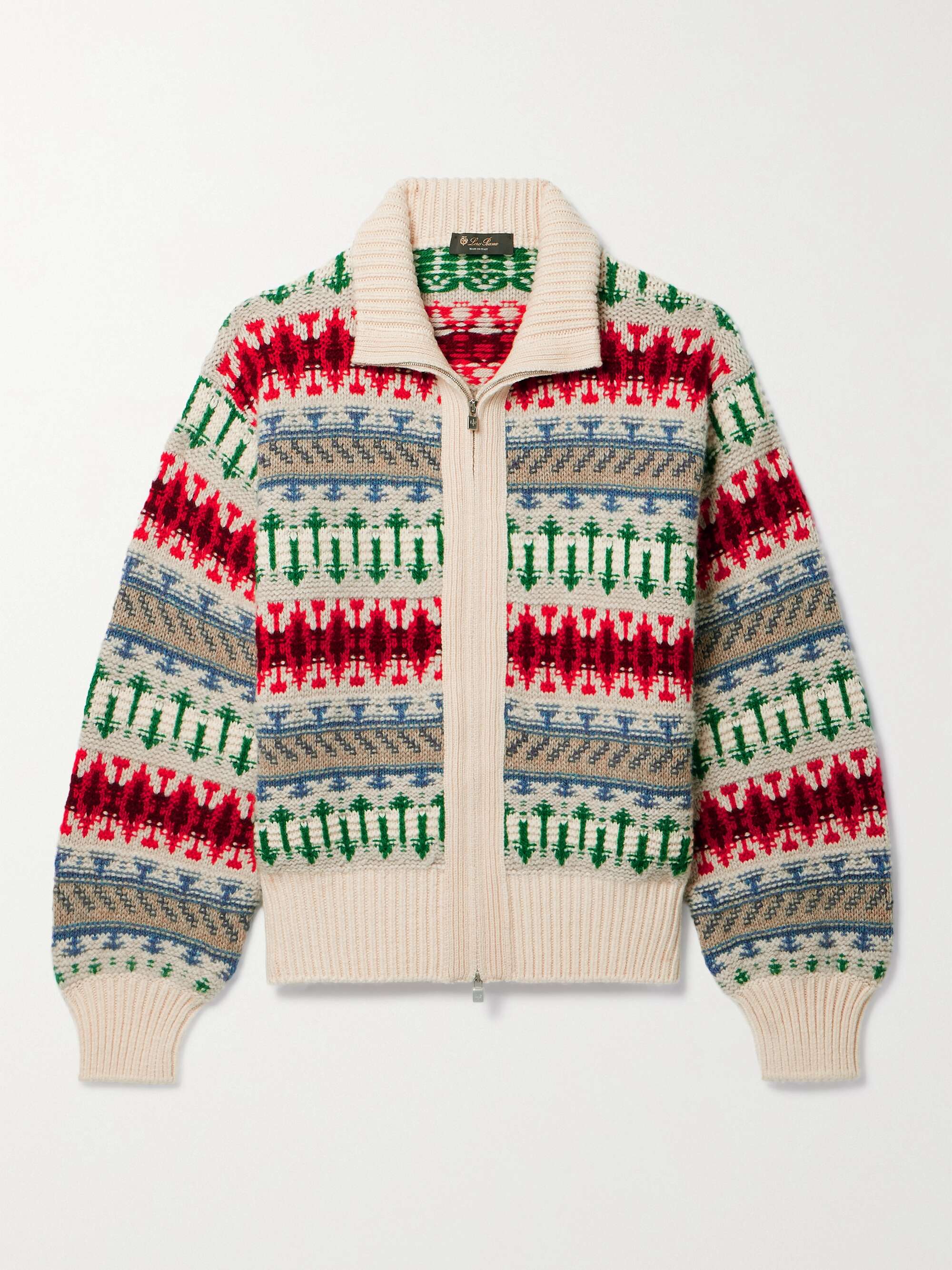 LORO PIANA Holiday Noel jacquard-knit cashmere cardigan LORO PIANA Holiday Noel jacquard-knit cashmere cardigan