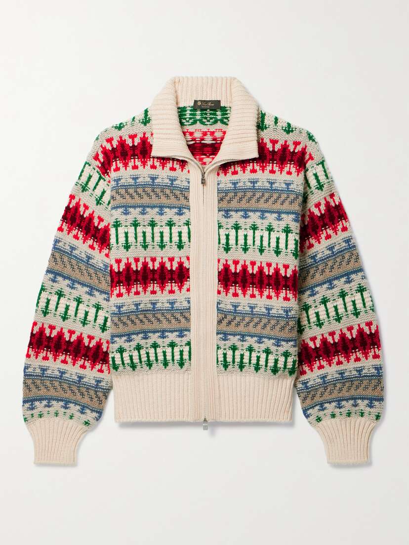 Loro Piana Holiday Noel Jacquard-knit Cashmere Cardigan