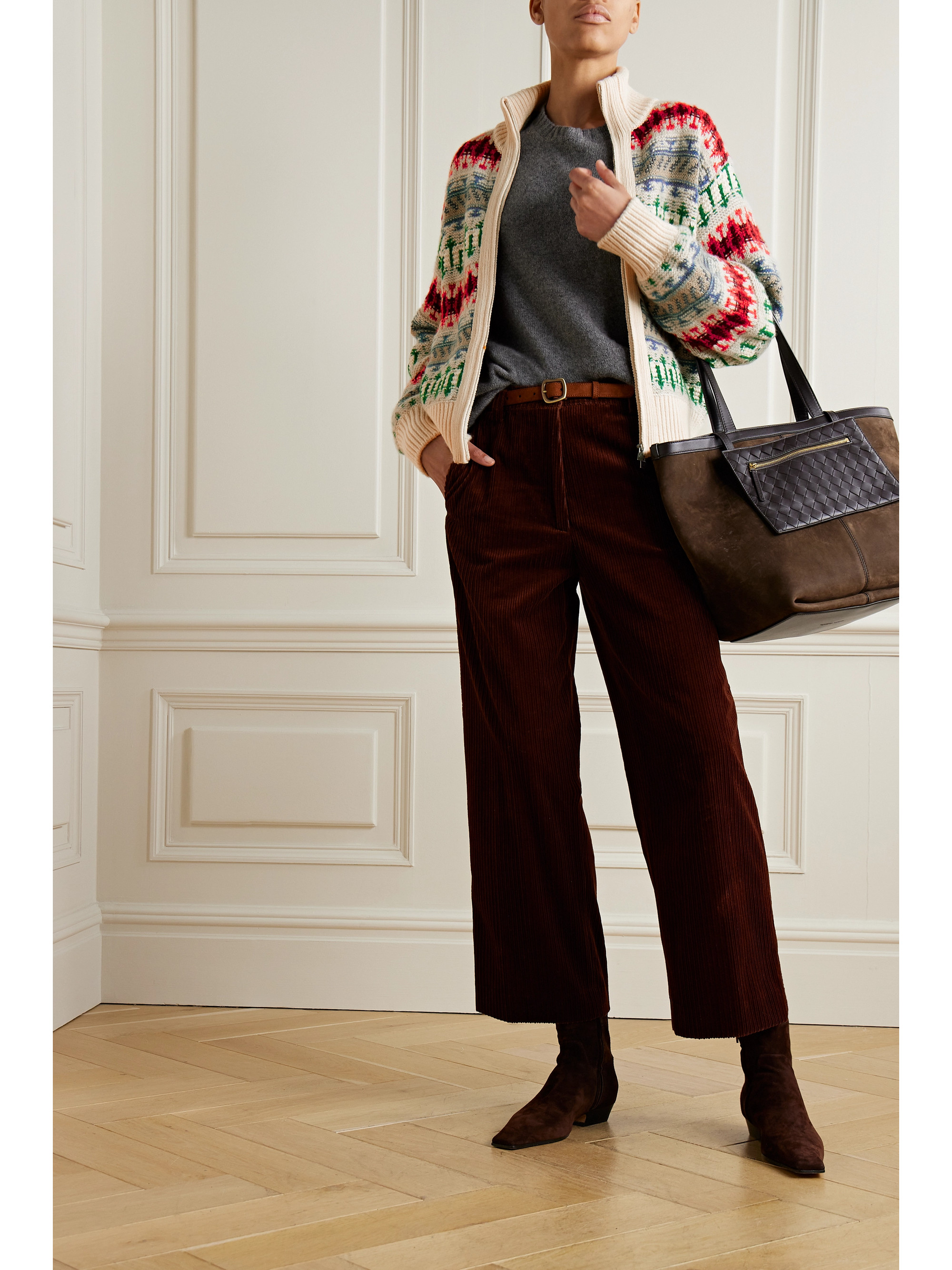 Loro Piana Holiday Noel jacquard-knit cashmere cardigan thumbnail