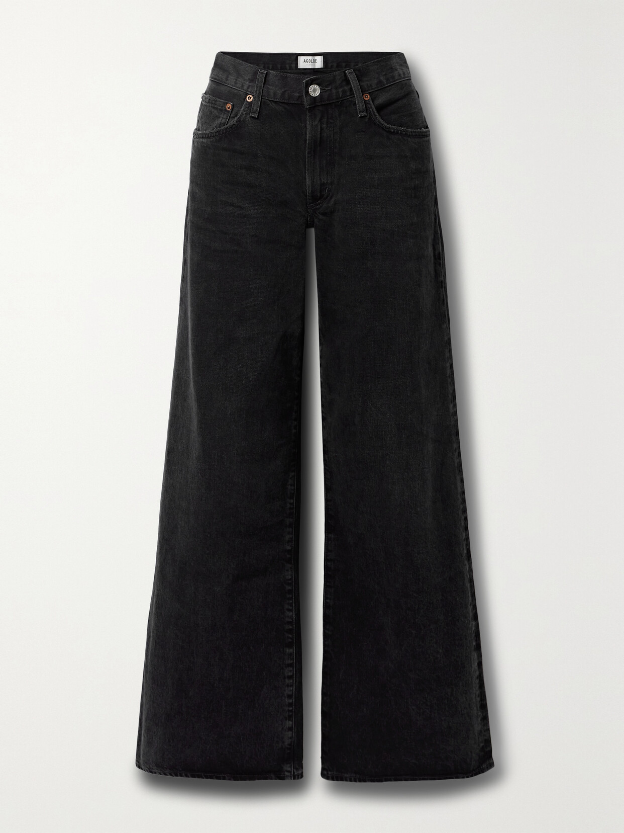 Shop Agolde + Net Sustain Clara Baggy Low-rise Flared Organic Jeans In Black