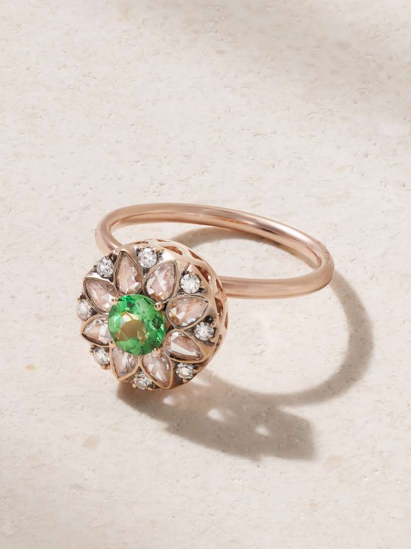 Selim Mouzannar Beirut Rosace 14-karat Rose Gold, Diamond And Tsavorite Ring