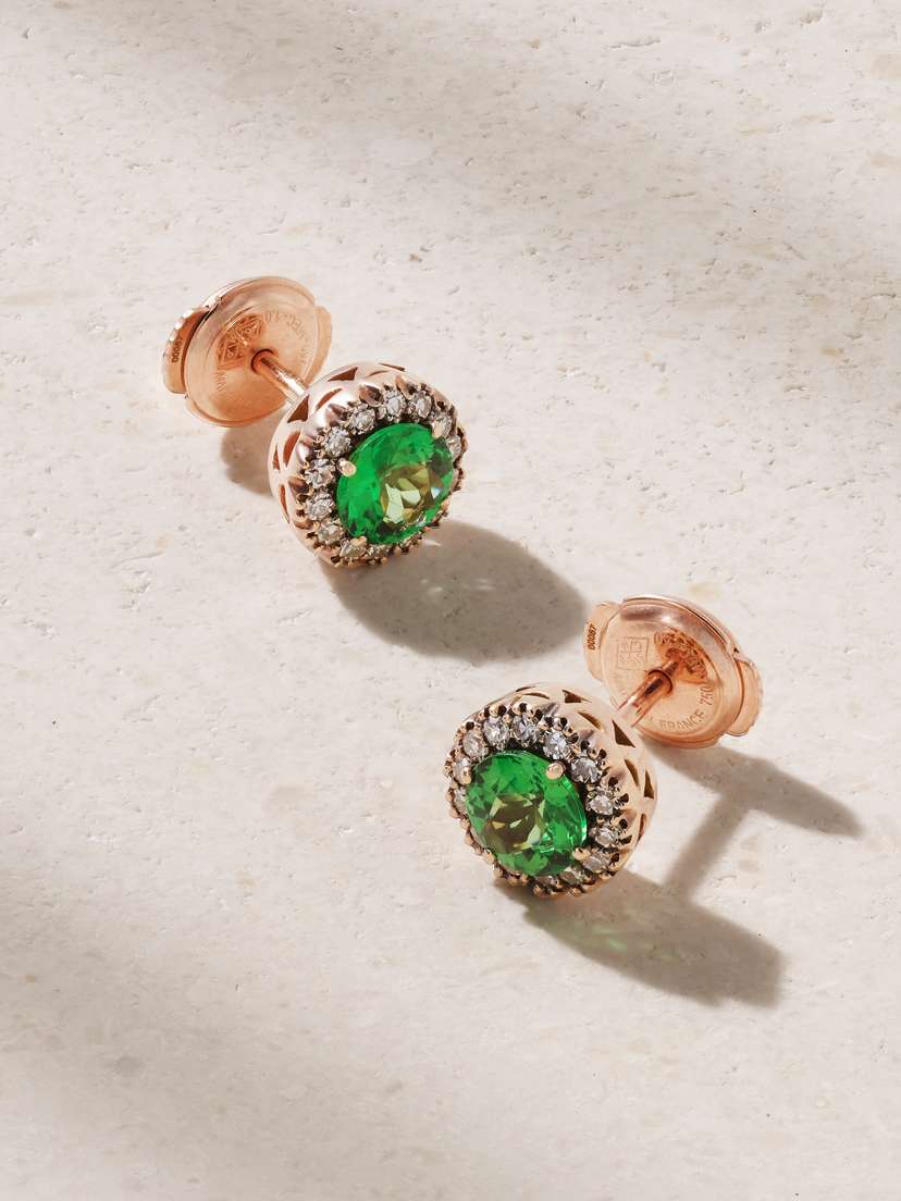 Selim Mouzannar Beirut 18-karat Rose Gold, Tsavorite And Diamond Earrings