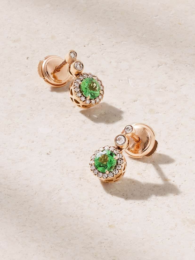 Selim Mouzannar Beirut 18-karat Rose Gold, Tsavorite And Diamond Earrings