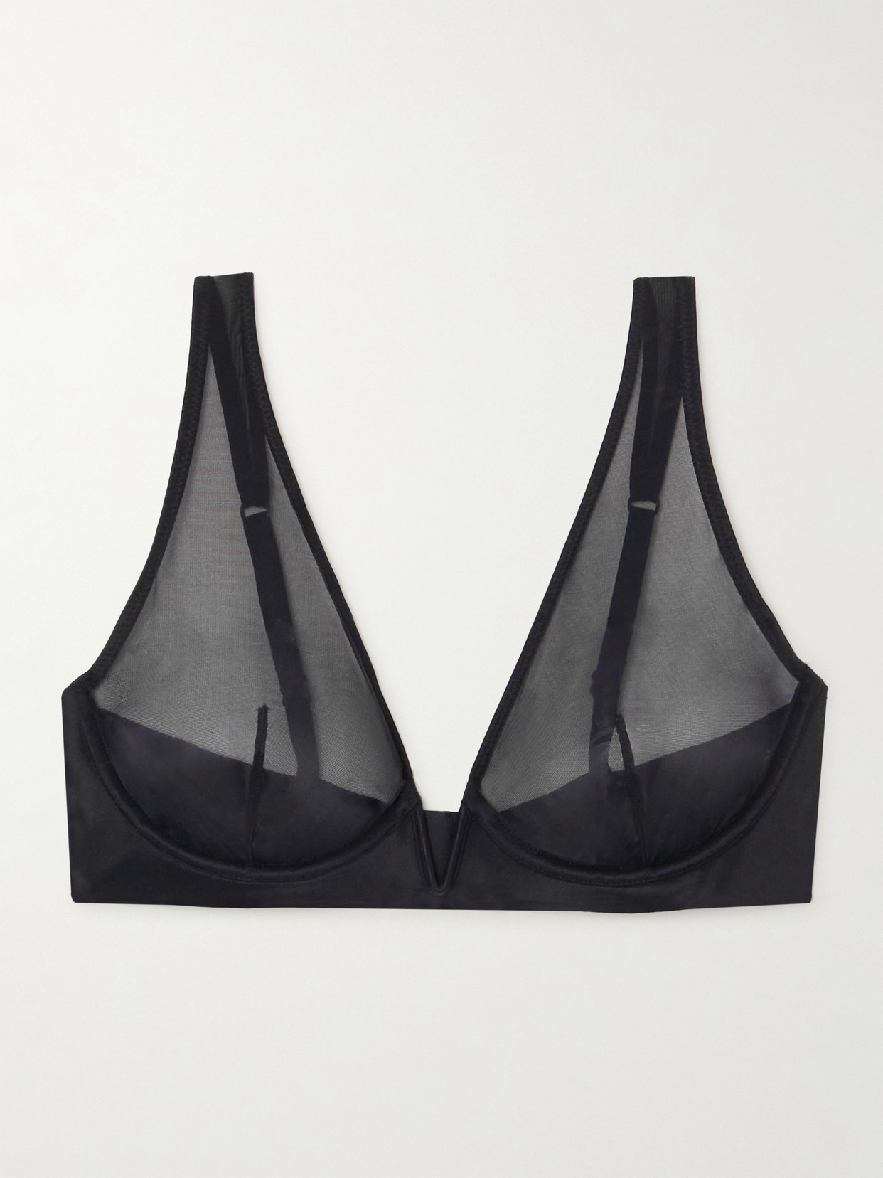 Commando - Chic Mesh Plunge Underwired Soft-cup Bra - Black