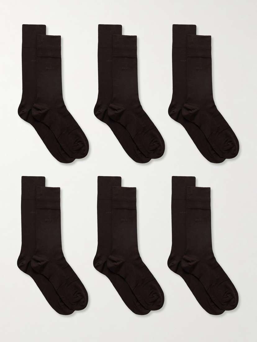 CDLP Set Of Six Intarsia Cotton-blend Socks