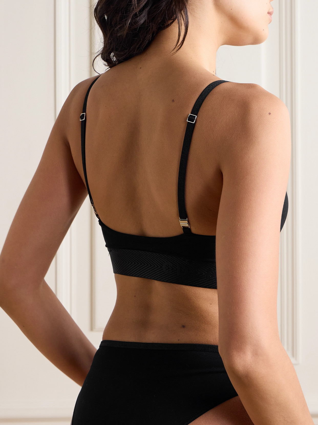 Shop Cdlp Lyocell-blend Jersey Bralette In Black