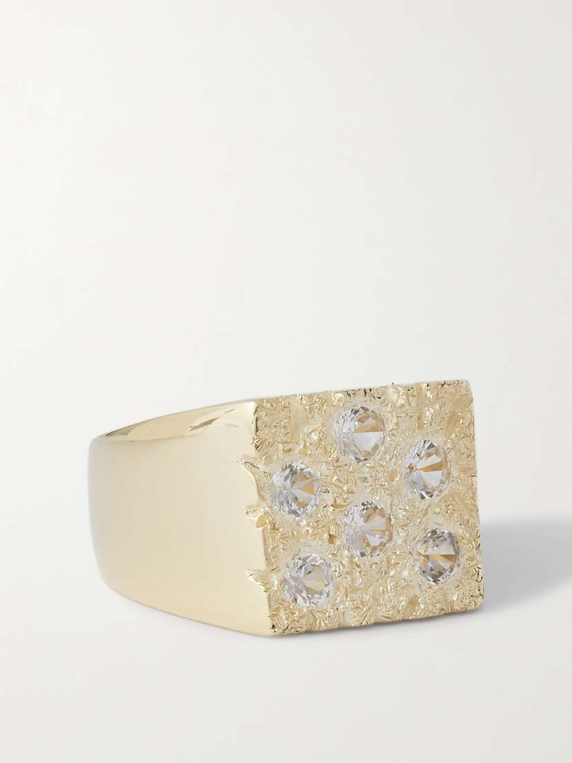 Bleue Burnham + Net Sustain Mini Rose Garden 9-karat Recycled Gold Laboratory-grown Sapphire Signet Ring