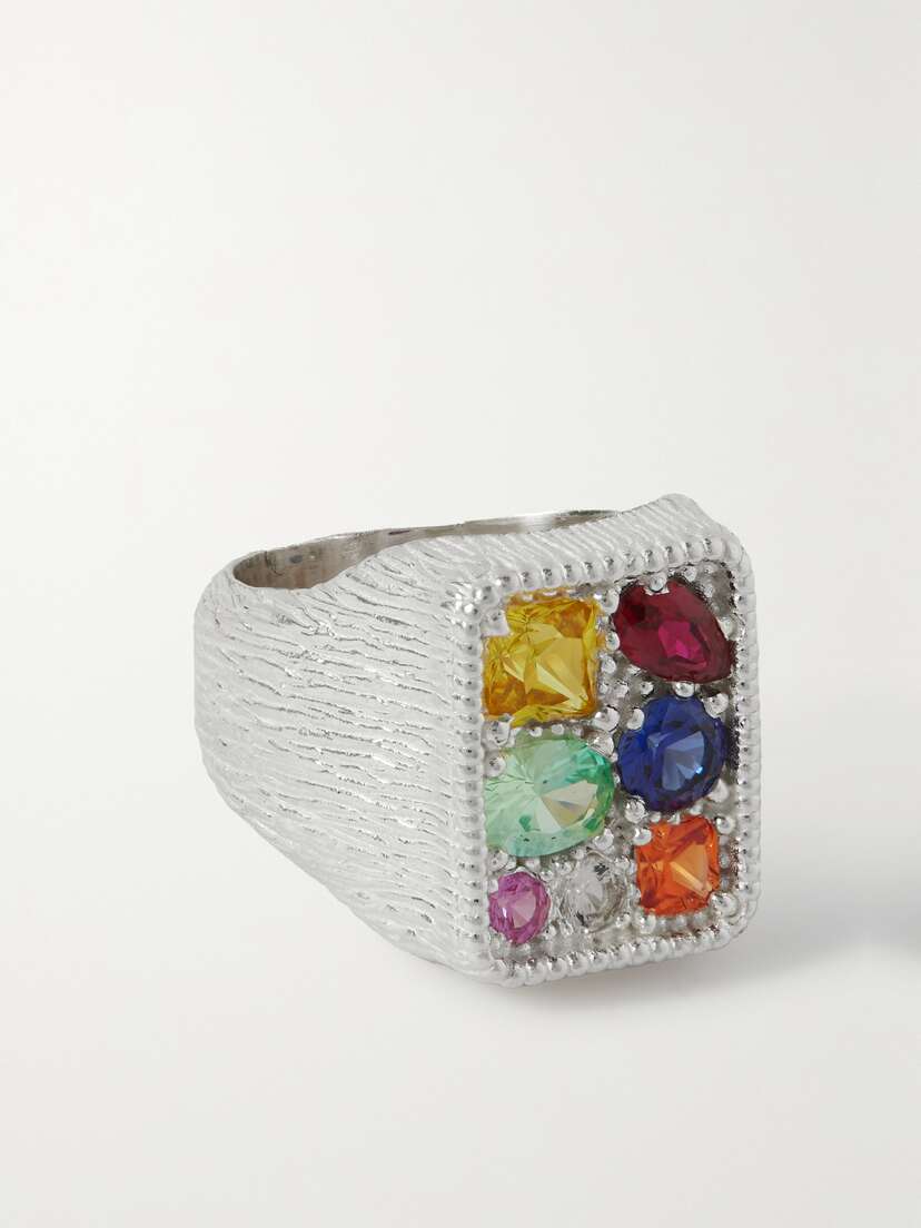 Bleue Burnham + Net Sustain Cottage Garden Recycled Sterling Silver Laboratory-grown Sapphire Signet Ring