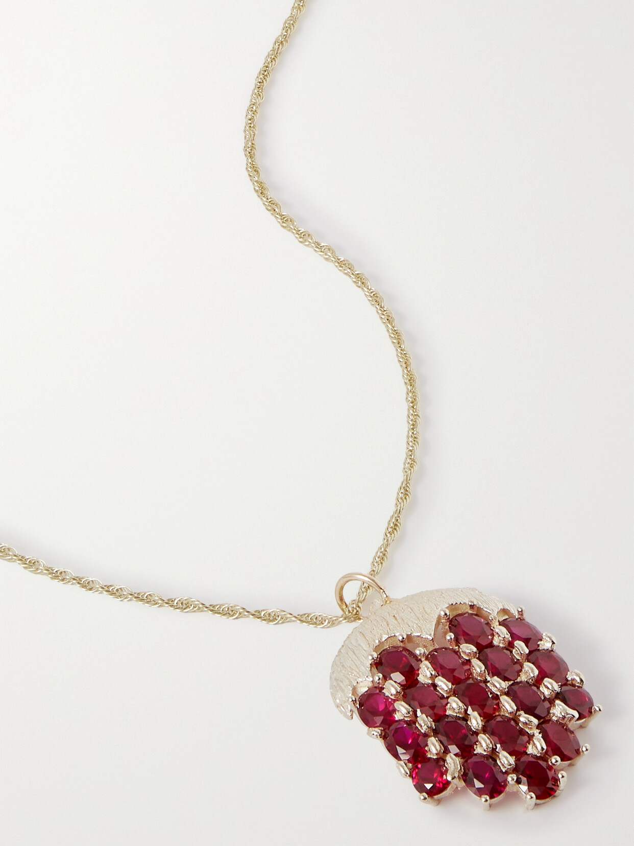 Bleue Burnham - + Net Sustain Raspberry 9-karat Recycled Gold Laboratory-grown Sapphire Necklace - Red