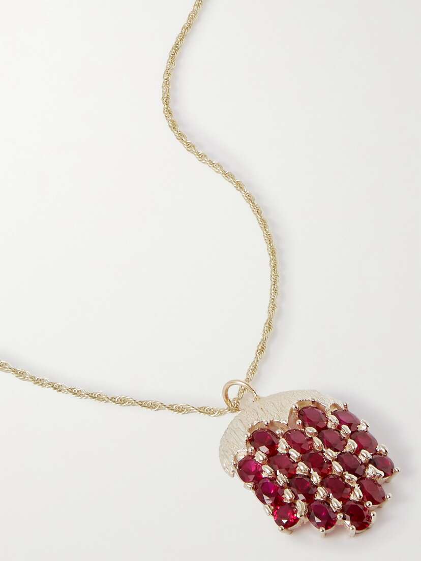 Bleue Burnham + Net Sustain Raspberry 9-karat Recycled Gold Laboratory-grown Sapphire Necklace