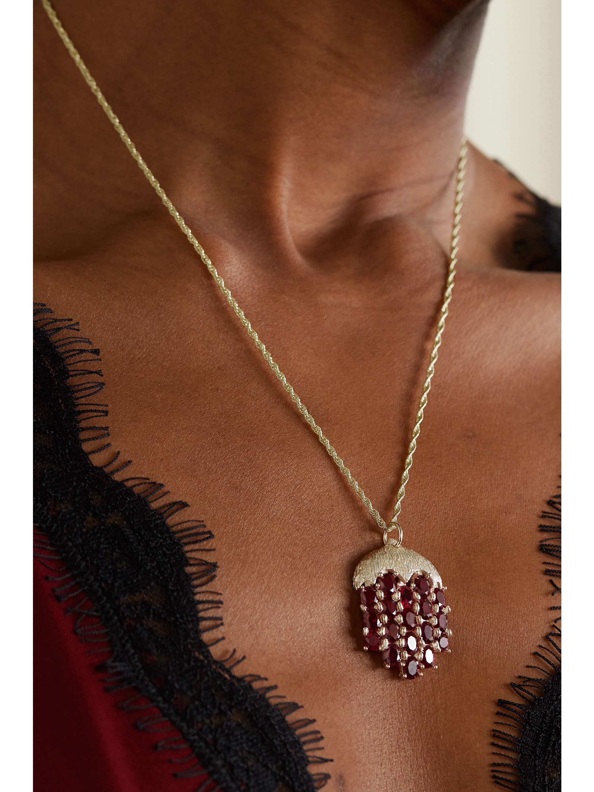 + NET SUSTAIN Raspberry 9-karat recycled gold laboratory-grown sapphire necklace - red - One Size