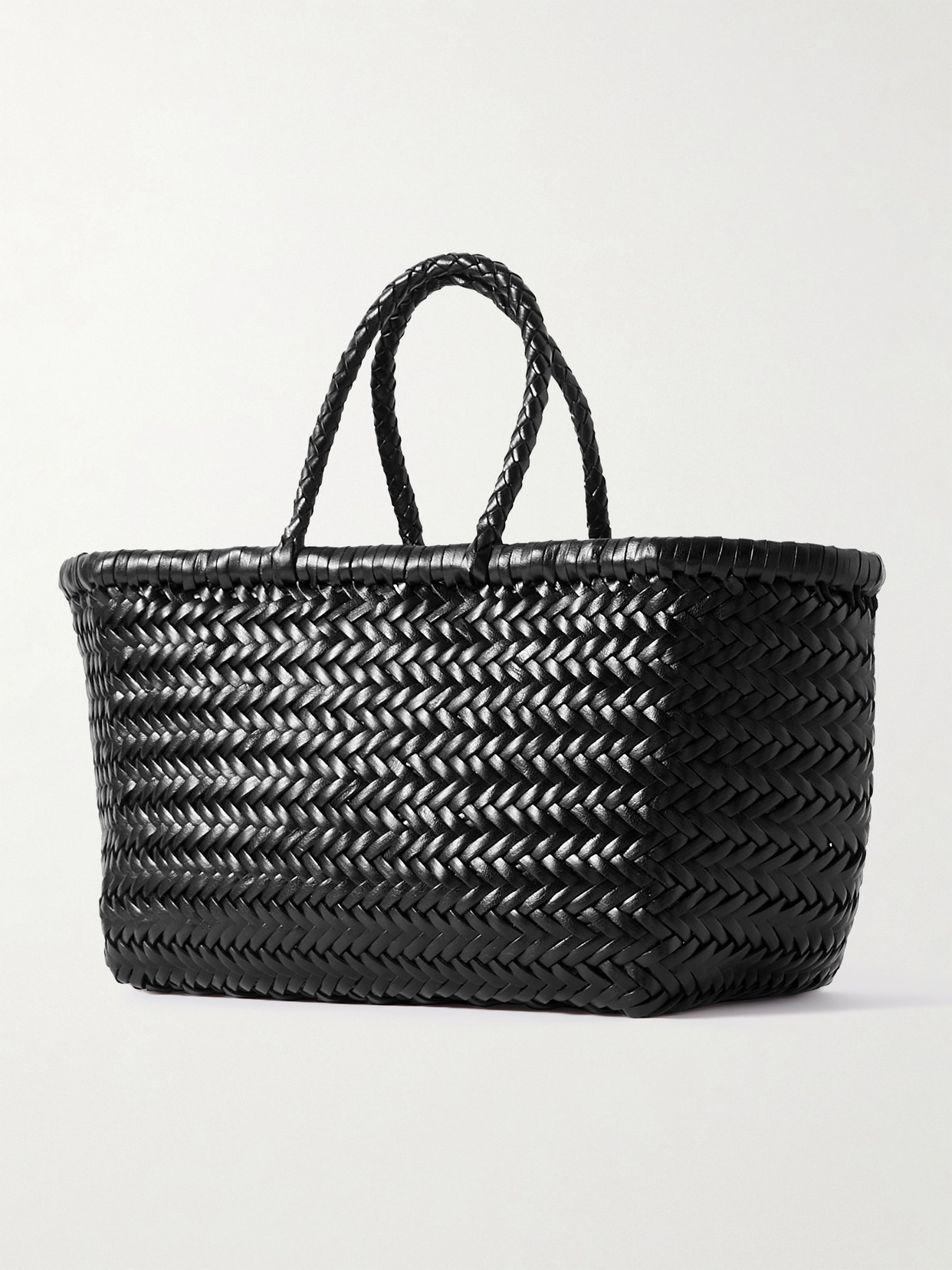 Bamboo Triple Jump Small Woven Leather Tote