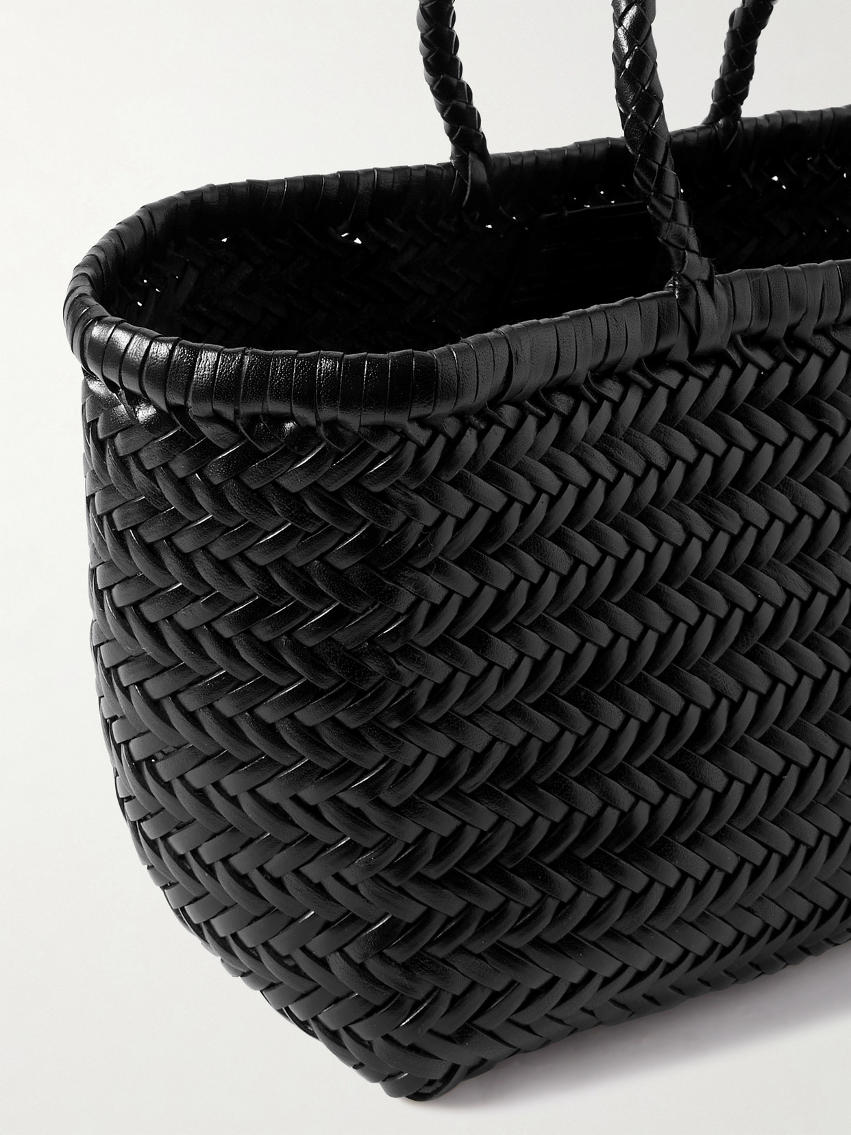 Bamboo Triple Jump Small Woven Leather Tote