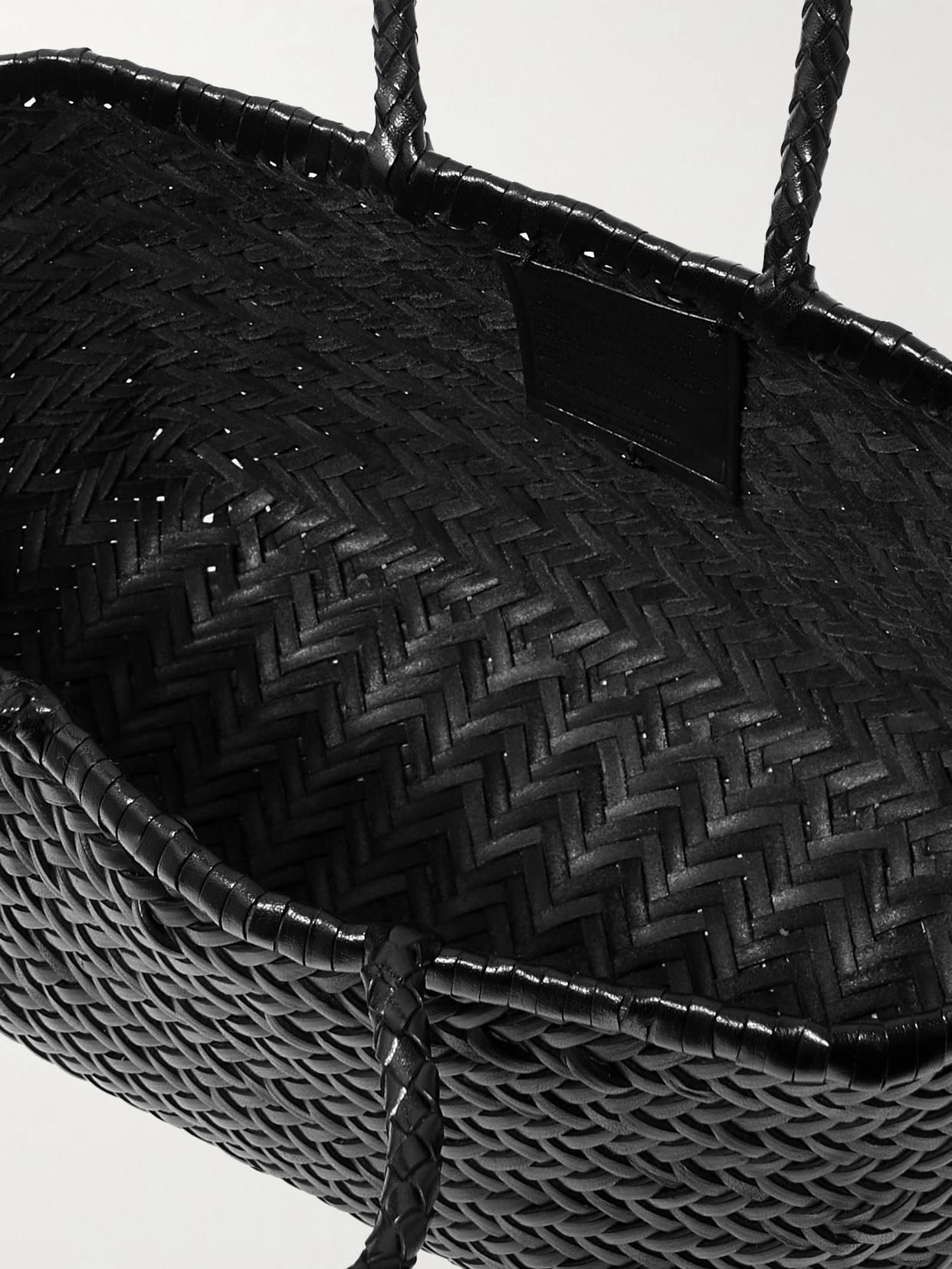 Bamboo Triple Jump Small Woven Leather Tote