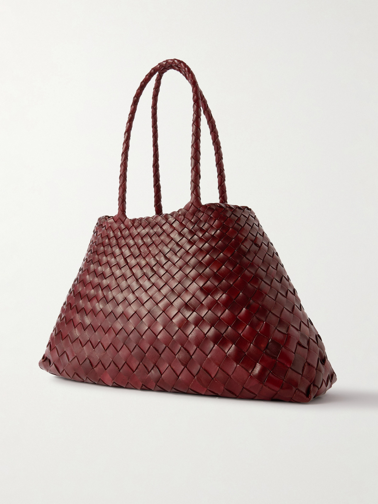 Dragon Diffusion Large Leather Woven Santa Croce Tote Bag In Red