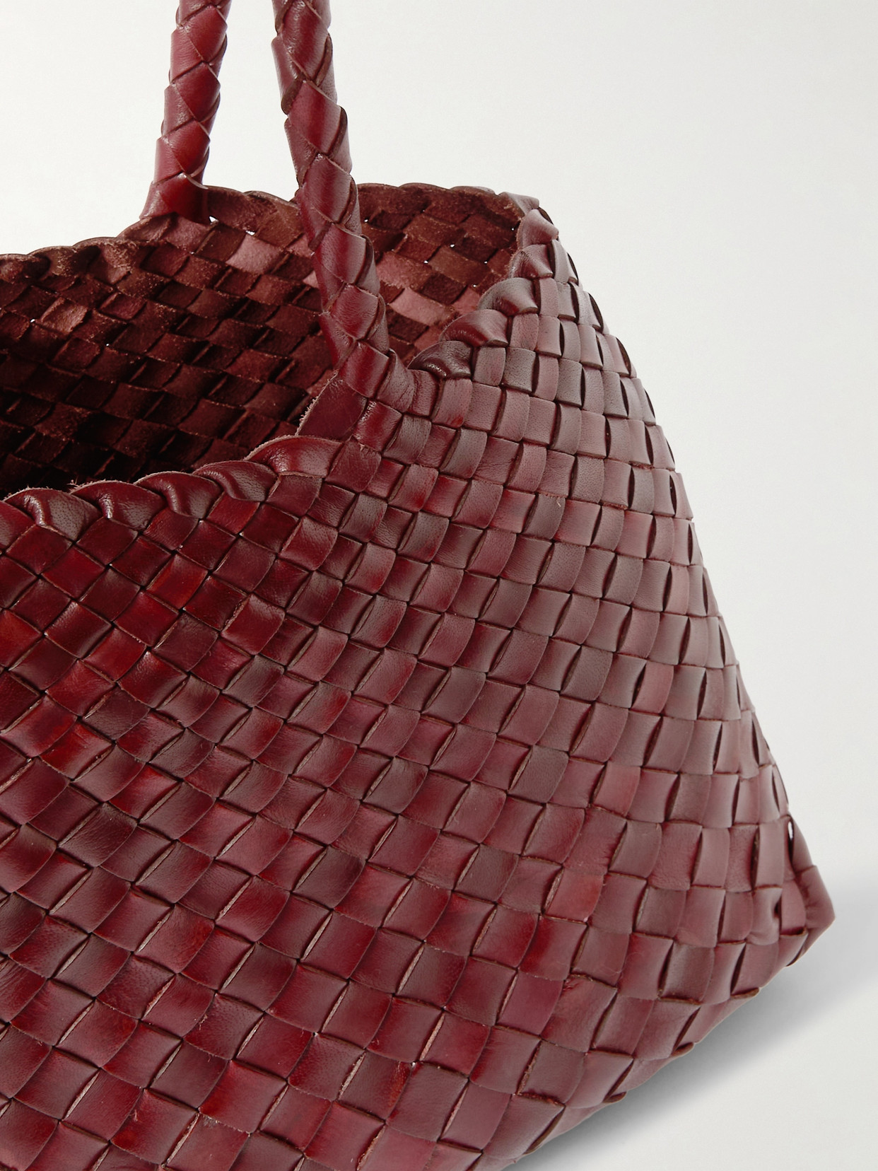Dragon Diffusion Large Leather Woven Santa Croce Tote Bag In Red