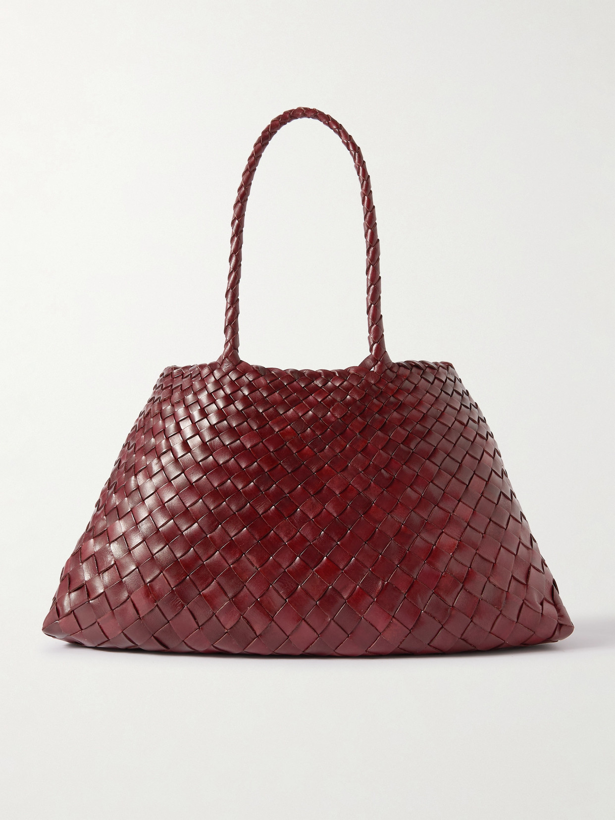 Dragon Diffusion Large Leather Woven Santa Croce Tote Bag In Red