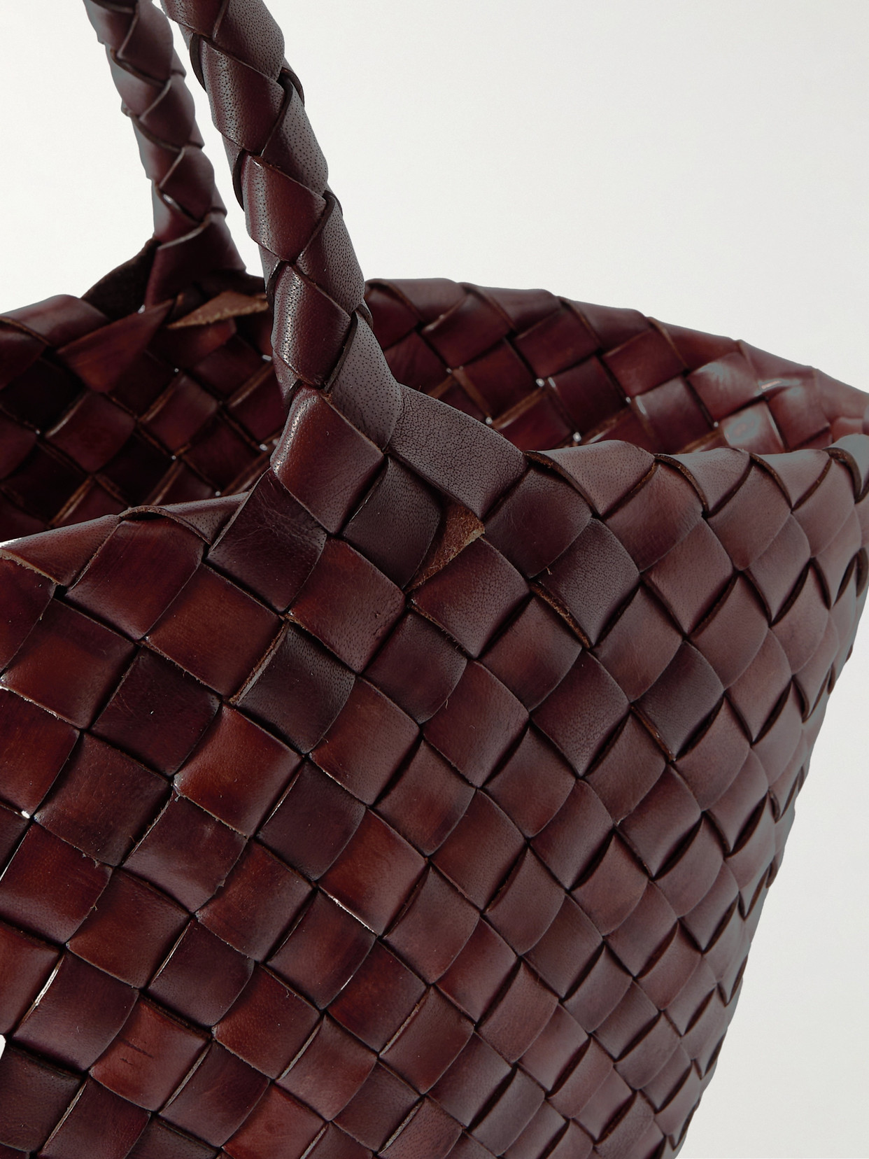 Dragon Diffusion Egola Woven Leather Tote In Brown