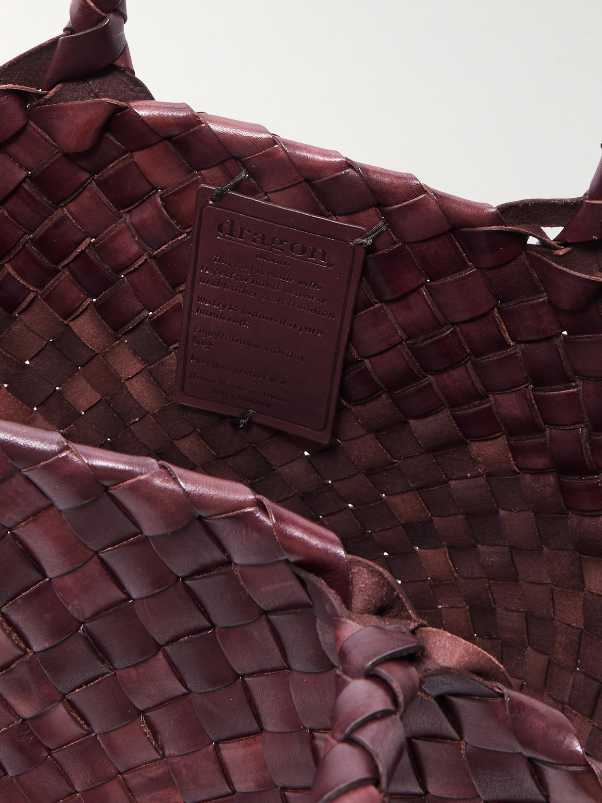 Dragon Diffusion Egola Woven Leather Tote In Brown