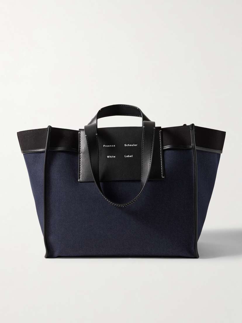 Proenza Schouler White Label Xl Morris Leather And Canvas-trimmed Denim Tote
