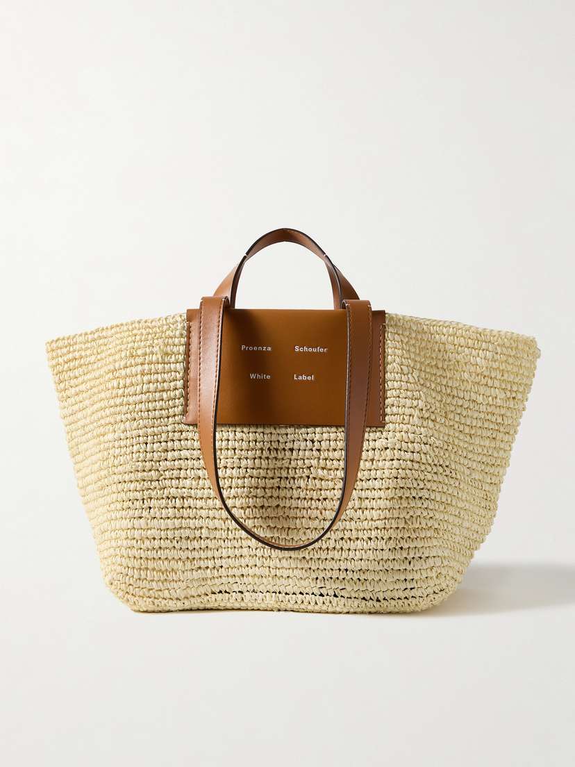 Proenza Schouler White Label Morris Large Leather-trimmed Raffia Tote