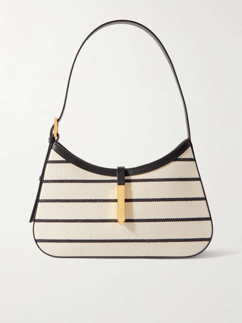 DeMellier + Net Sustain Tokyo Paneled Striped Canvas And Leather Shoulder Bag -  - One size