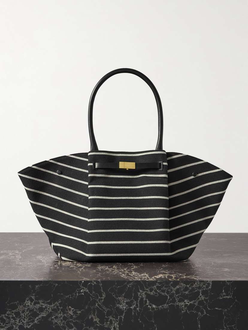 DeMellier + Net Sustain New York Leather-trimmed Striped Canvas Tote - - One size