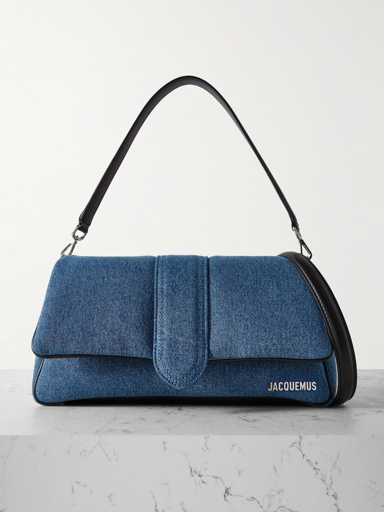 Jacquemus Le Bambimou Leather-trimmed Padded Denim Shoulder Bag In Blue