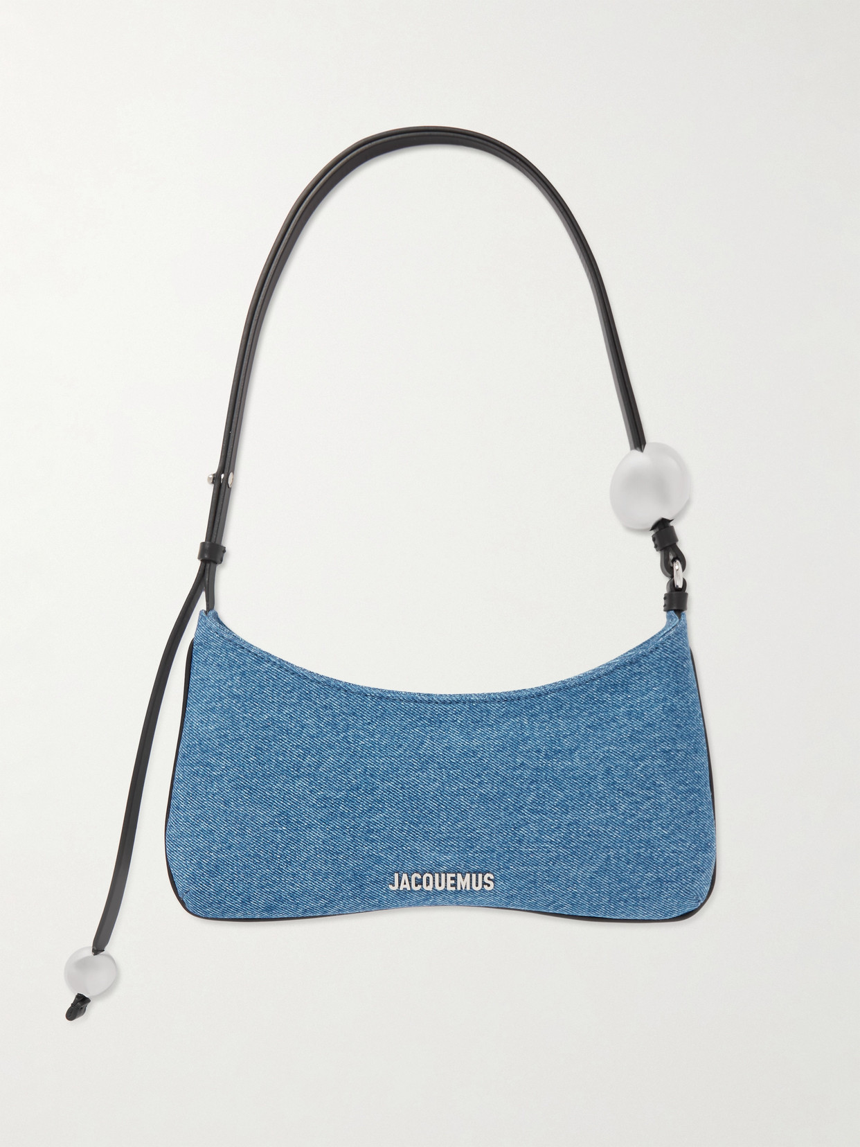 Jacquemus - Le Bisou Perle Embellished Leather-trimmed Denim Shoulder Bag - Blue