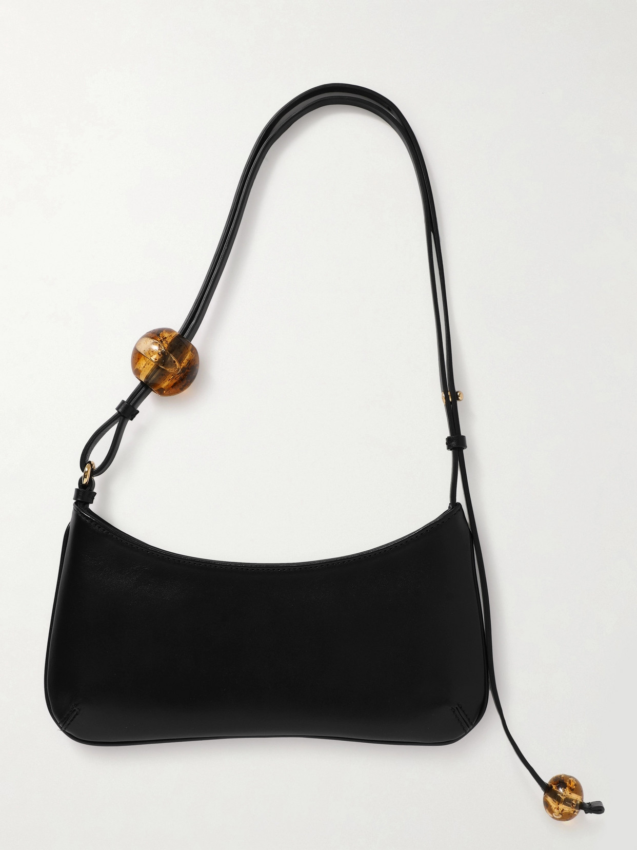 Shop Jacquemus Le Bisou Perle Embellished Leather Shoulder Bag In Black