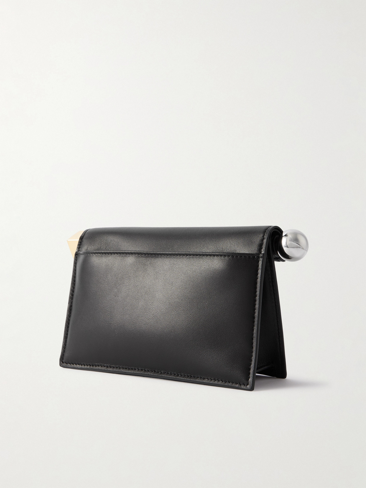 Shop Jacquemus La Petite Pochette Mini Embellished Leather Clutch In Black