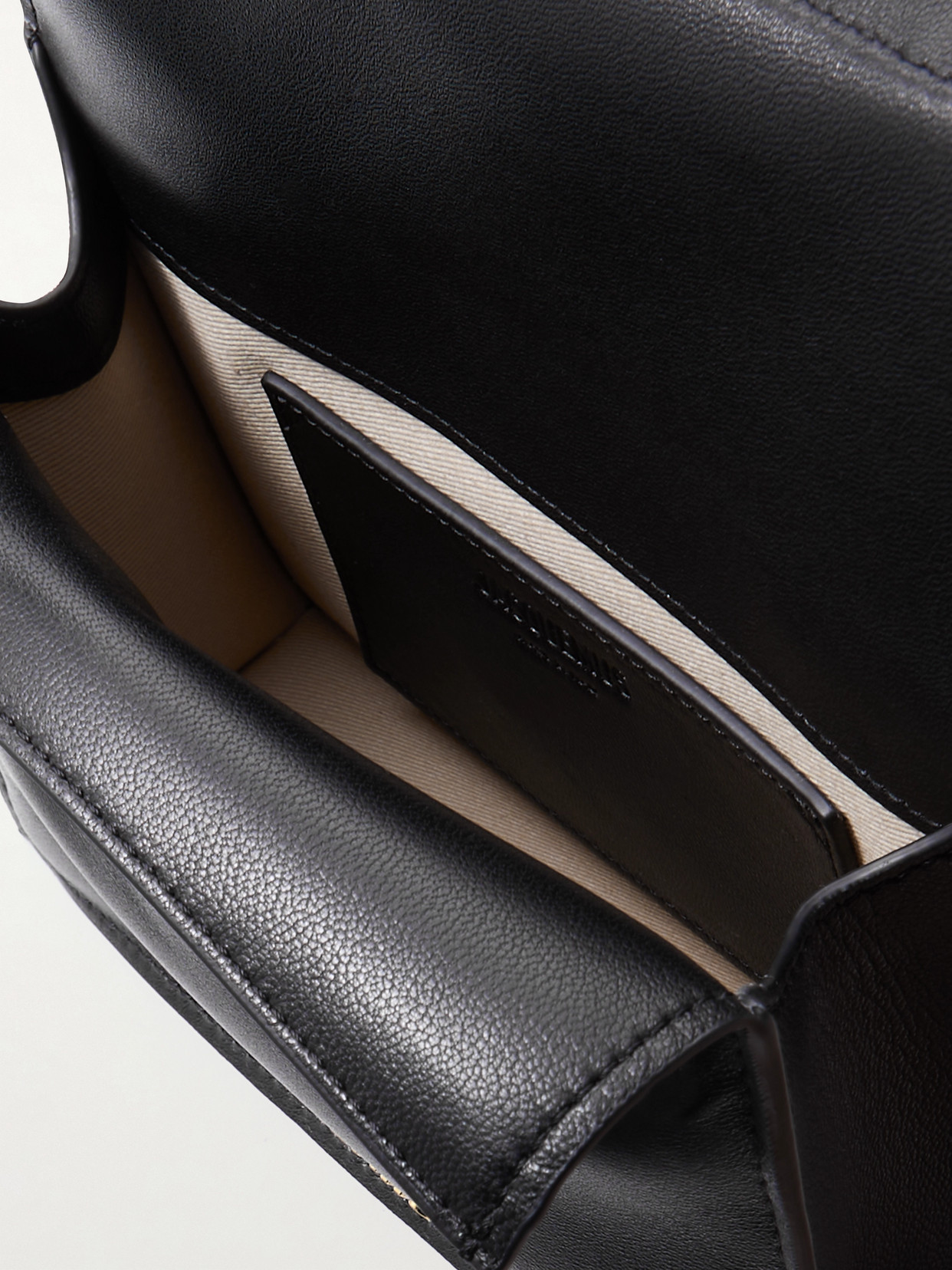 Jacquemus La Petite Pochette Mini Embellished Leather Clutch In Black