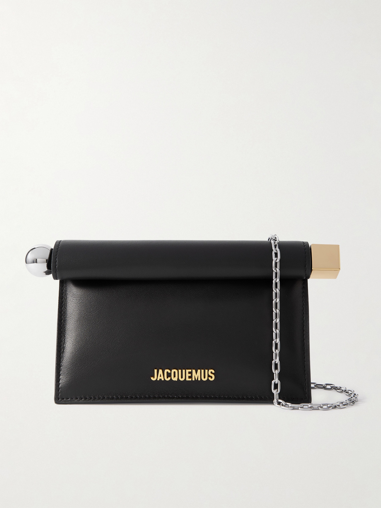 Jacquemus La Petite Pochette Mini Embellished Leather Clutch In Black