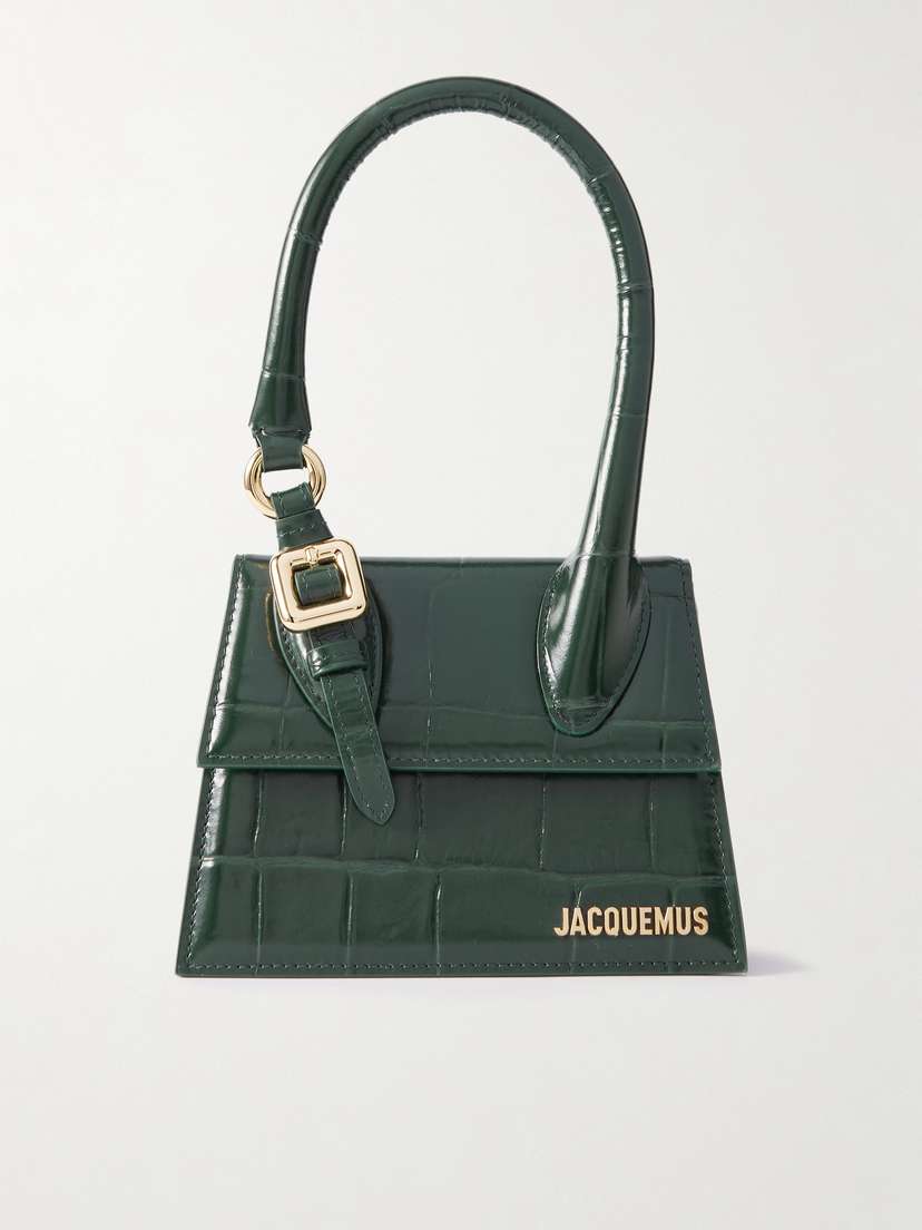 Jacquemus Le Chiquito Moyen Mini Embellished Croc-effect Patent-leather Tote
