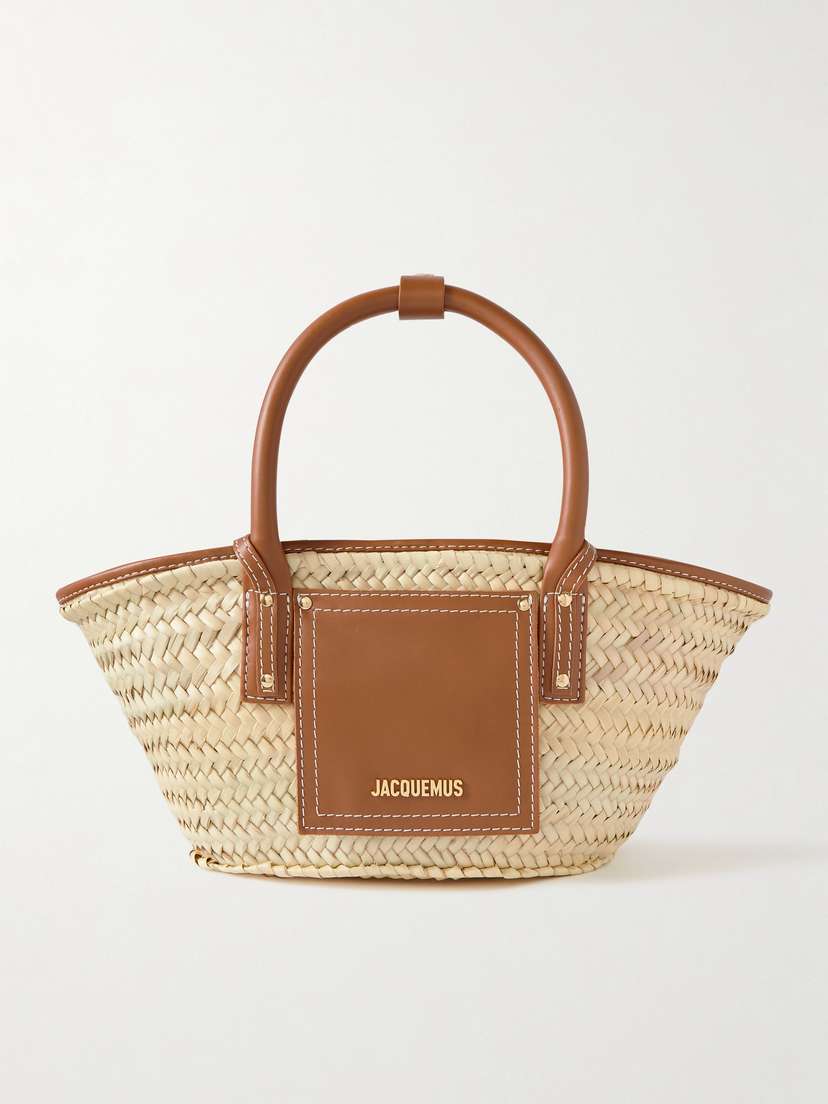 Jacquemus Le Petit Panier Soli Leather-trimmed Raffia Tote
