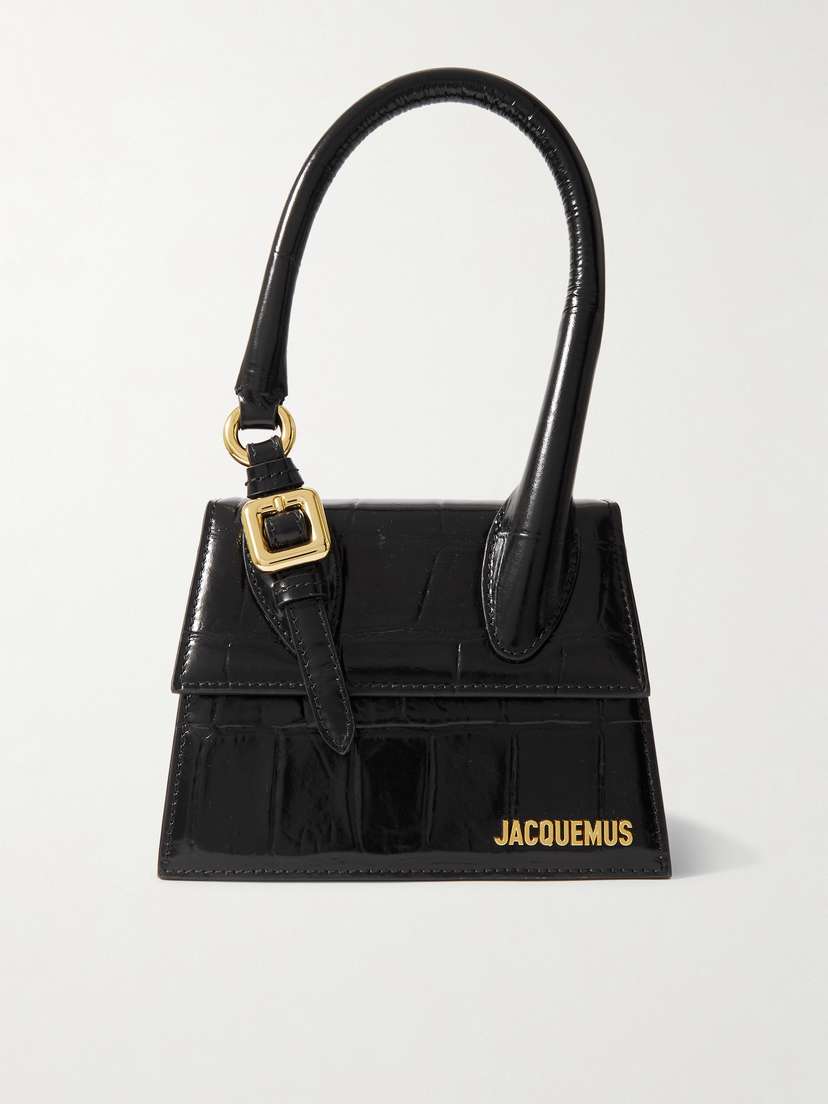 Jacquemus Le Chiquito Moyen Mini Embellished Croc-effect Patent-leather Tote