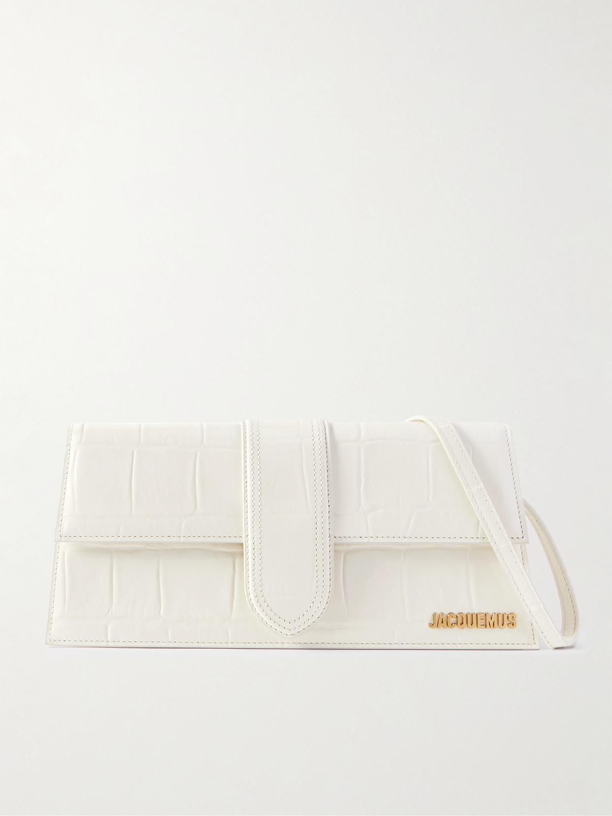 Jacquemus Le Bambino Snake-effect Leather Shoulder Bag In Ivory