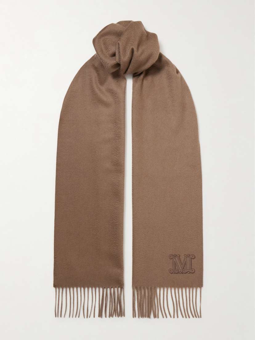 Max Mara Fringed Embroidered Cashmere Scarf