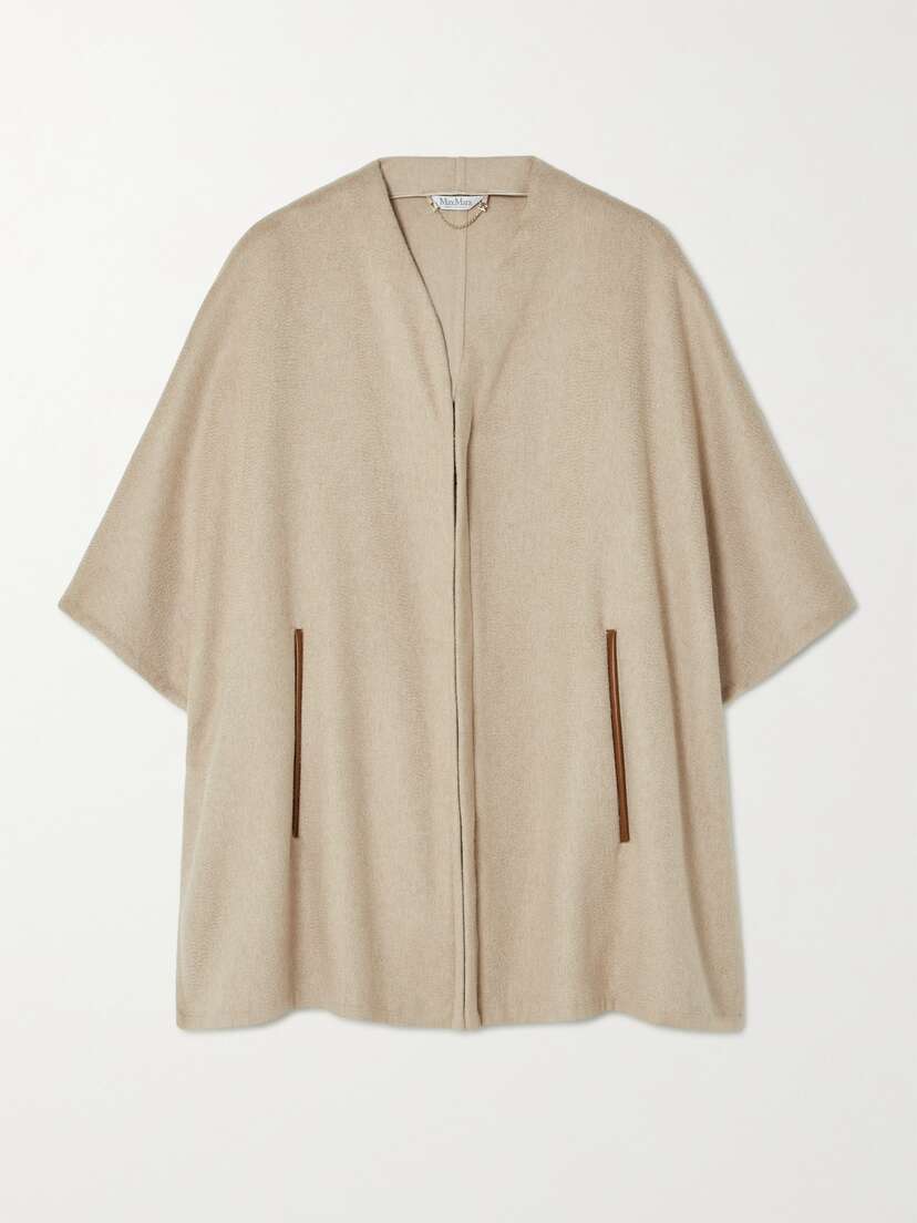 Max Mara Aris Faux Leather-trimmed Cashmere Cape