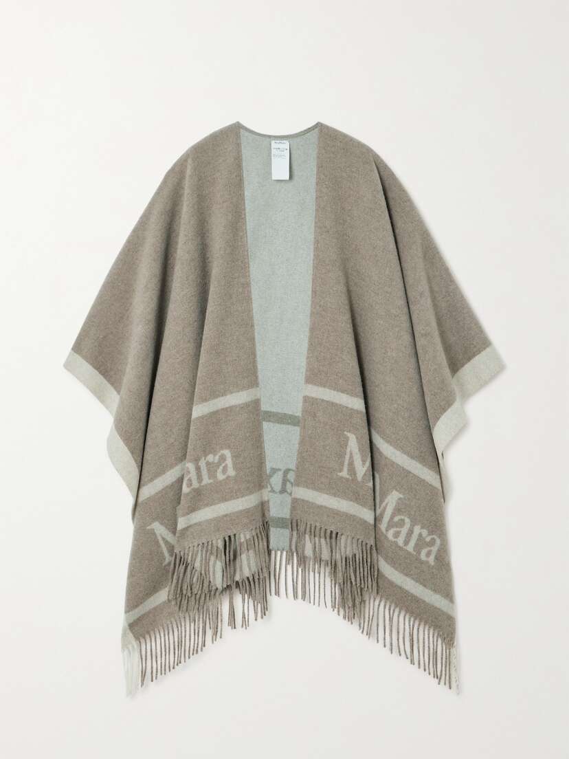 Max Mara Hilde Fringed Wool-jacquard Poncho